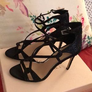 Badgley Mischka Black Rhinestone Heels Aliza 7.5